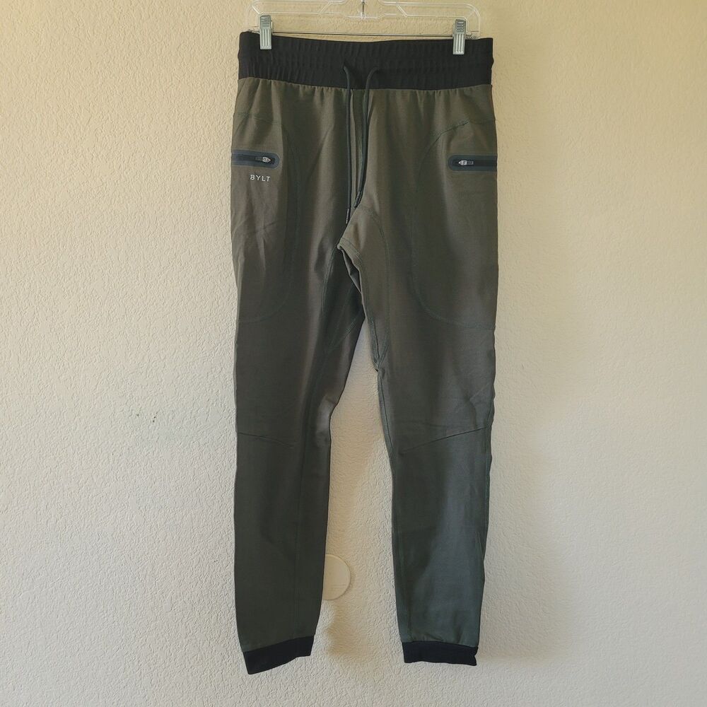 BYLT Basics Premium Jogger Mens Size Medium Olive Green Slimming Athletic Pants